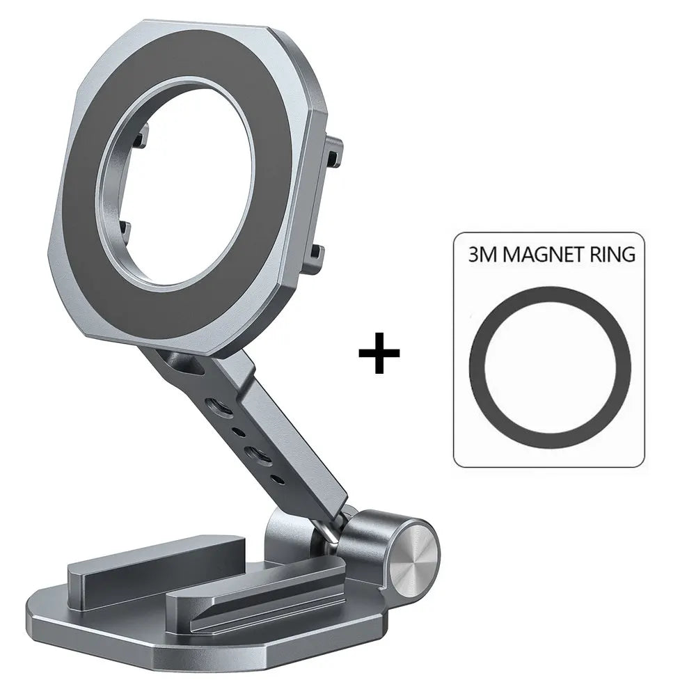 Dual magnetic phone mount with 360° rotation shown on dashboard
