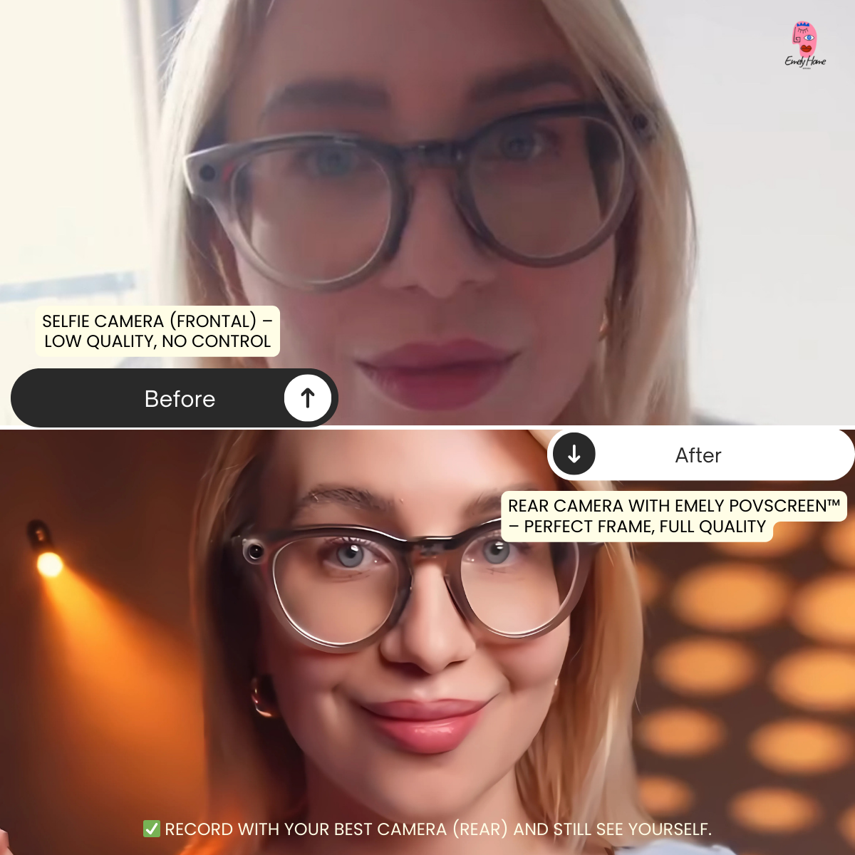 Emely POVScreen™ PH01 Max — Wired Rear‑Camera Vlog Monitor