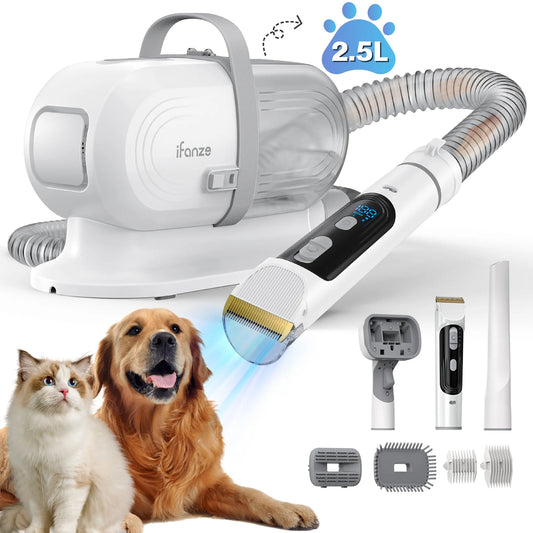 INSE P20 Pet Grooming Kit & Vacuum Suction 99% Pet Hair, Professional Grooming Clippers with 5 Grooming Tools for Dogs Cats and