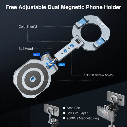Foldable magnetic phone holder close-up view