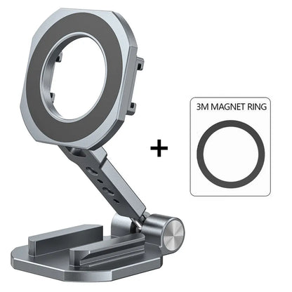 Dual magnetic phone mount with 360° rotation shown on dashboard