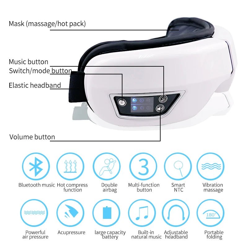 THE Emely HOME™ 🔥 Heated Eye Massager – Smart Airbag Vibration Eye Care Instrument with Bluetooth Music 🎶