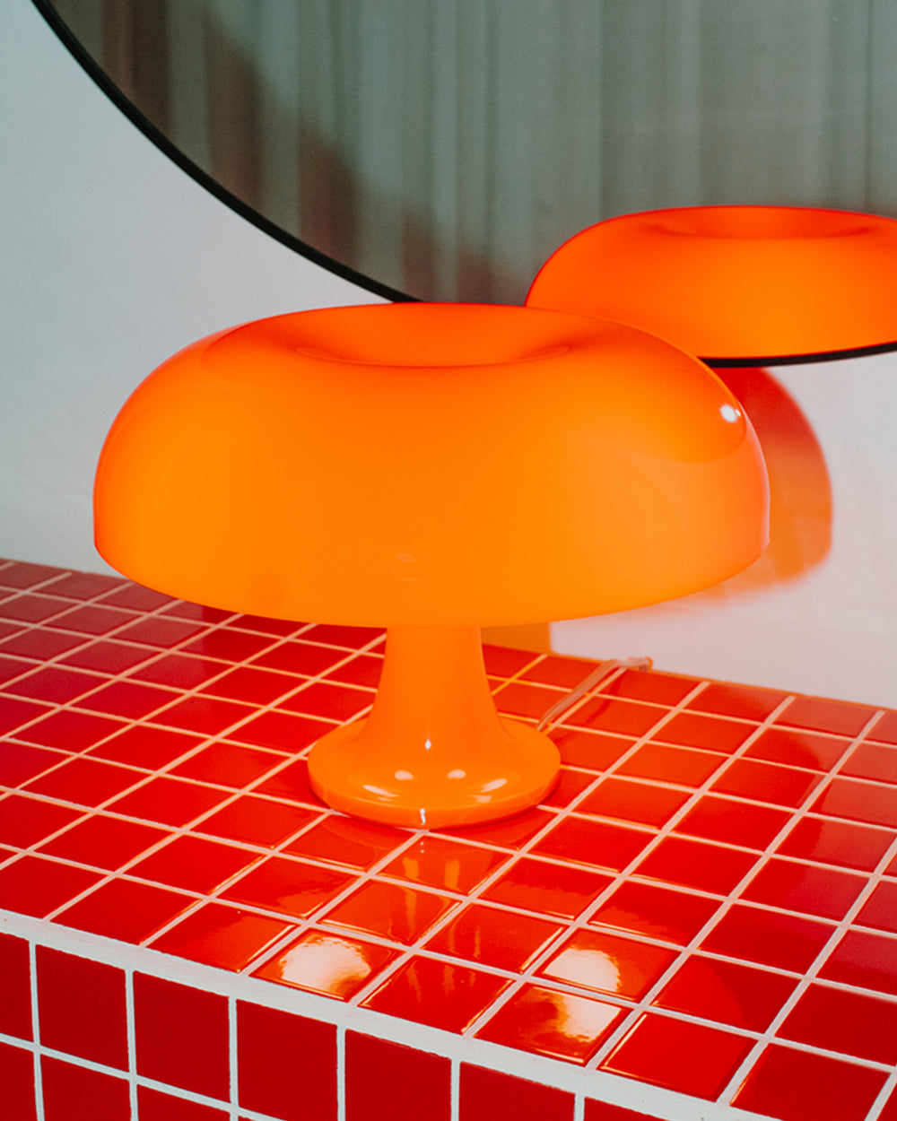 Retro Orange Mushroom Table Lamp - Modern Bedside Lighting