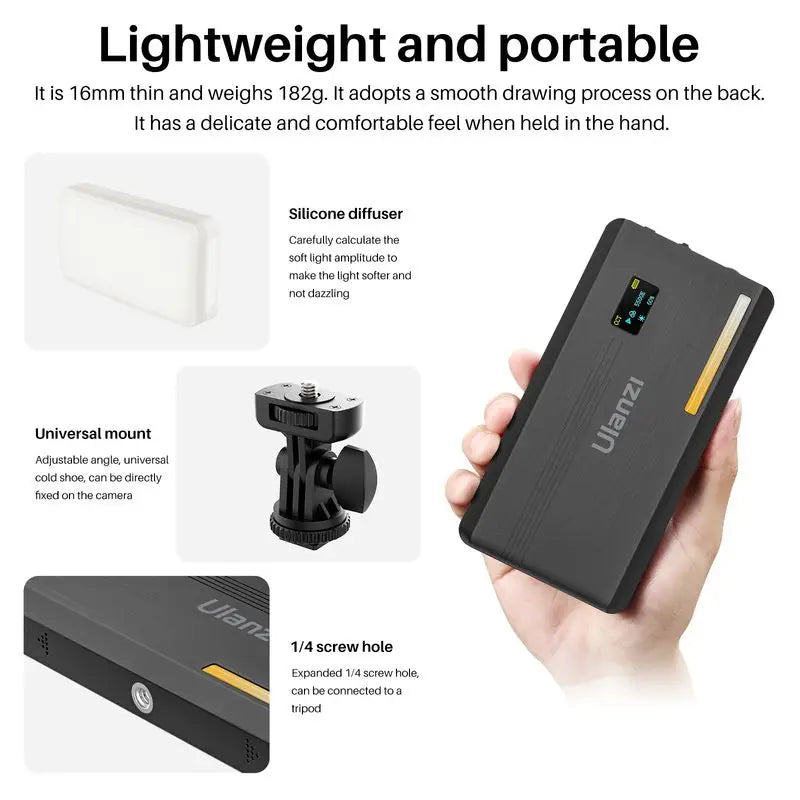 Emely GlowLite™ 200 with magnetic mount and cold shoe for flexible setup