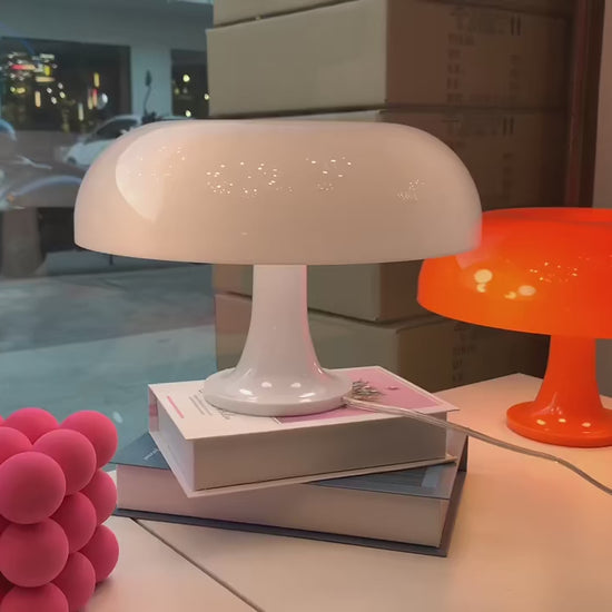 Retro Orange Mushroom Table Lamp - Modern Bedside Lighting