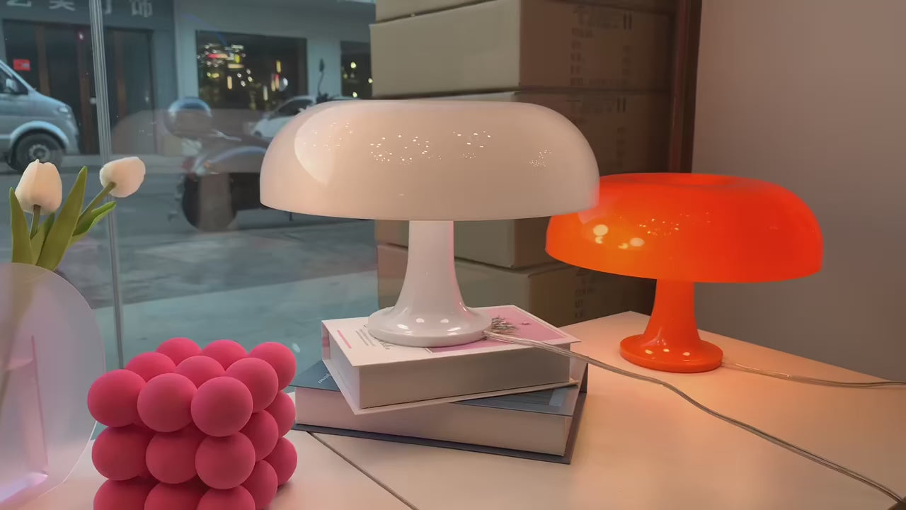 Retro Orange Mushroom Table Lamp - Modern Bedside Lighting